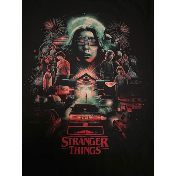 Stranger Things Drive-Into Experience T-Shirt XS | Netflix 2020 Promo Tee Black - Picture 2 of 6